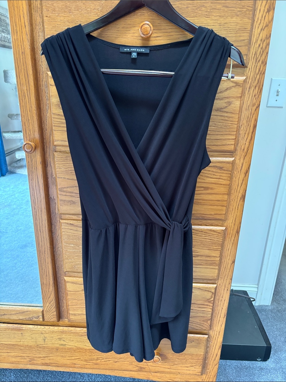 Black Sleeveless Faux-Wrap Mini short set by Nine West